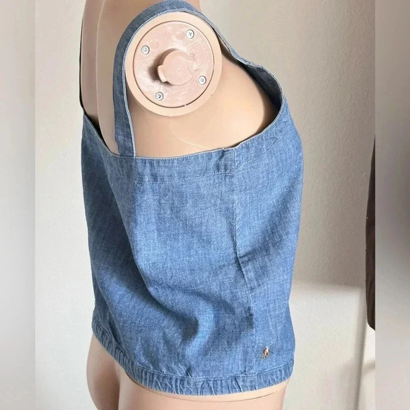 Polo Ralph Lauren 100% Cotton Chambray Square Neck/Back Tank Girls Size 16 - Picture 3 of 10